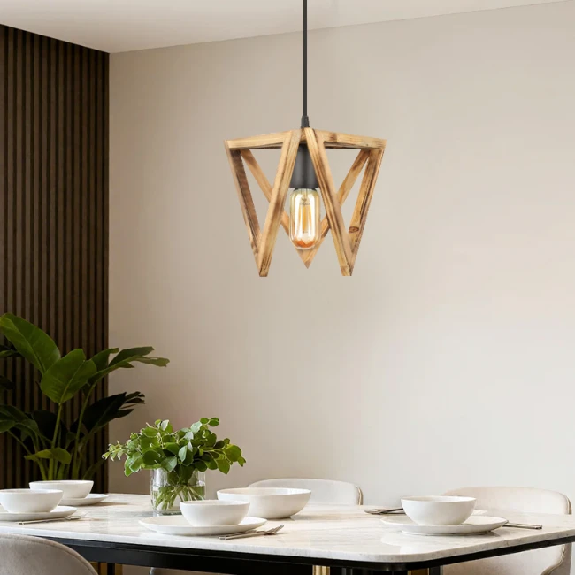 Φωτιστικό οροφής Nexo Megapap E27 ξύλινο μονόφωτο χρώμα φυσικό 24x21x70εκ.