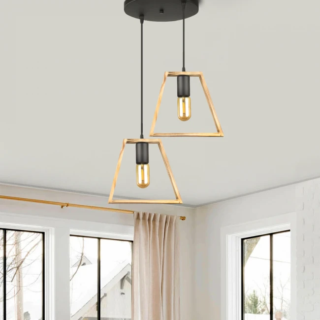 Φωτιστικό οροφής Tekli Megapap E27 ξύλινο δίφωτο χρώμα φυσικό 30x25x80εκ.