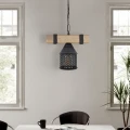 Φωτιστικό οροφής Elora Megapap E27 ξύλινο - μεταλλικό μονόφωτο χρώμα φυσικό - μαύρο 25x13x75εκ.