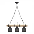 Φωτιστικό οροφής Elora Megapap E27 ξύλινο - μεταλλικό τρίφωτο χρώμα φυσικό - μαύρο 50x13x75εκ.