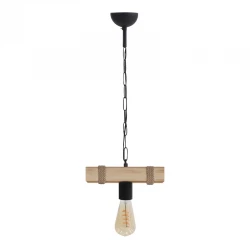 Φωτιστικό οροφής Vero Megapap E27 ξύλινο μονόφωτο χρώμα φυσικό 25x8x65εκ.