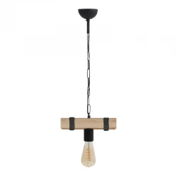 Φωτιστικό οροφής Vero Megapap E27 ξύλινο μονόφωτο χρώμα φυσικό - μαύρο 25x8x65εκ.