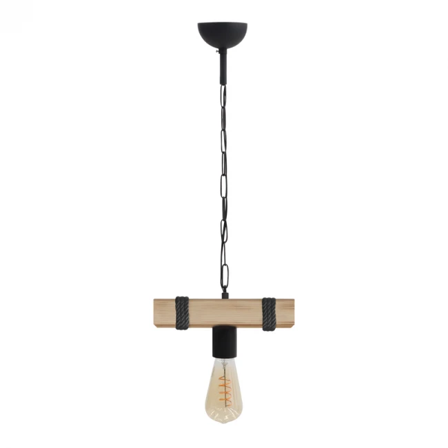 Φωτιστικό οροφής Vero Megapap E27 ξύλινο μονόφωτο χρώμα φυσικό - μαύρο 25x8x65εκ.