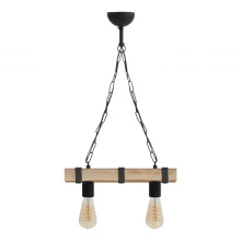 Φωτιστικό οροφής Vero Megapap E27 ξύλινο δίφωτο χρώμα φυσικό - μαύρο 40x8x65εκ.