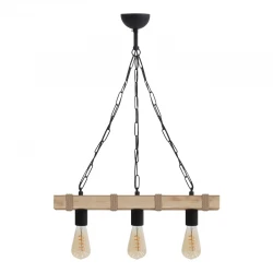 Φωτιστικό οροφής Vero Megapap E27 ξύλινο τρίφωτο χρώμα φυσικό 50x8x65εκ.
