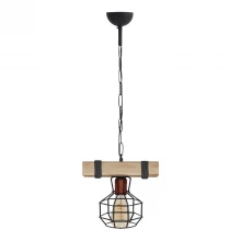 Φωτιστικό οροφής Lumenia Megapap E27 ξύλινο - μεταλλικό μονόφωτο χρώμα φυσικό - μαύρο 25x14x80εκ.