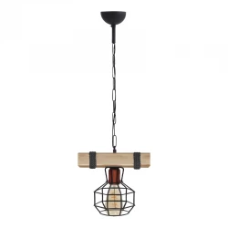 Φωτιστικό οροφής Lumenia Megapap E27 ξύλινο - μεταλλικό μονόφωτο χρώμα φυσικό - μαύρο 25x14x80εκ.