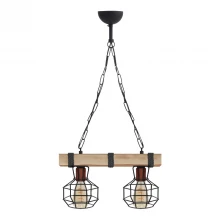 Φωτιστικό οροφής Lumenia Megapap E27 ξύλινο - μεταλλικό δίφωτο χρώμα φυσικό - μαύρο 40x14x80εκ.