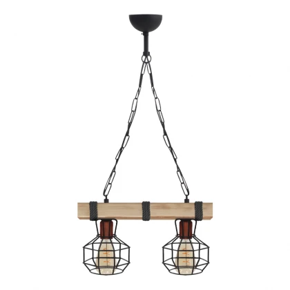 Φωτιστικό οροφής Lumenia Megapap E27 ξύλινο - μεταλλικό δίφωτο χρώμα φυσικό - μαύρο 40x14x80εκ.