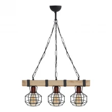 Φωτιστικό οροφής Lumenia Megapap E27 ξύλινο - μεταλλικό τρίφωτο χρώμα φυσικό - μαύρο 50x14x80εκ.