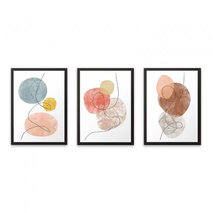 Πίνακας "Circles" Megapap 3 τμχ. σε πλαίσιο 35x45x2εκ. Πίνακας "Circles" Megapap 3 τμχ. σε πλαίσιο 35x45x2εκ.