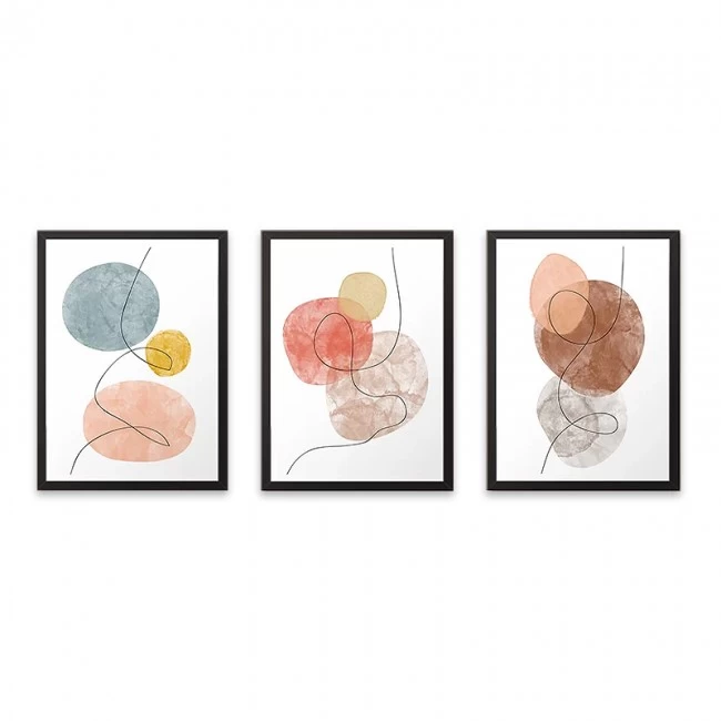 Πίνακας "Circles" Megapap 3 τμχ. σε πλαίσιο 35x45x2εκ. Πίνακας "Circles" Megapap 3 τμχ. σε πλαίσιο 35x45x2εκ.