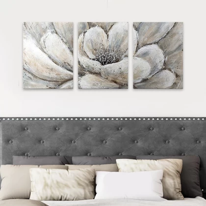 Πίνακας σε καμβά "Silver Flowers" Megapap τρίπτυχος ψηφιακής εκτύπωσης 126x55x3εκ. Πίνακας σε καμβά "Silver Flowers" Megapap τρίπτυχος ψηφιακής εκτύπωσης 126x55x3εκ.