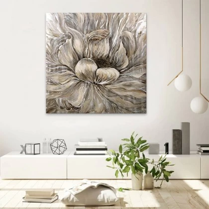 Πίνακας σε καμβά "Golden Flowers" Megapap ψηφιακής εκτύπωσης 100x100x3εκ. Πίνακας σε καμβά "Golden Flowers" Megapap ψηφιακής εκτύπωσης 100x100x3εκ.