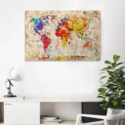 Πίνακας σε καμβά "Colorful World Map" Megapap ψηφιακής εκτύπωσης 75x50x3εκ. Πίνακας σε καμβά "Colorful World Map" Megapap ψηφιακής εκτύπωσης 75x50x3εκ.