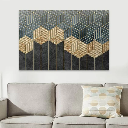 Πίνακας σε καμβά "Golden Cubes" Megapap ψηφιακής εκτύπωσης 100x70x3εκ. Πίνακας σε καμβά "Golden Cubes" Megapap ψηφιακής εκτύπωσης 100x70x3εκ.