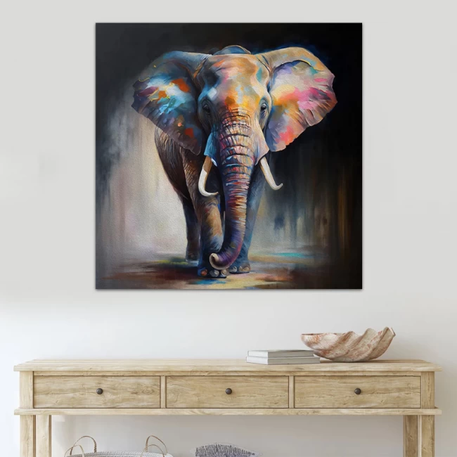 Πίνακας σε καμβά "Colorful Elephant" Megapap ψηφιακής εκτύπωσης 100x100x3εκ. Πίνακας σε καμβά "Colorful Elephant" Megapap ψηφιακής εκτύπωσης 100x100x3εκ.
