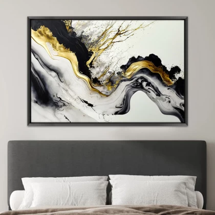 Πίνακας σε καμβά "Abstract Golden Wave" Megapap ψηφιακής εκτύπωσης με κορνίζα χρώμα μαύρο 140x100x3εκ. Πίνακας σε καμβά "Abstract Golden Wave" Megapap ψηφιακής εκτύπωσης με κορνίζα χρώμα μαύρο 140x100x3εκ.