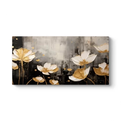 Πίνακας σε καμβά "Gold Flowers" Megapap ψηφιακής εκτύπωσης 80x40x3εκ. Πίνακας σε καμβά "Gold Flowers" Megapap ψηφιακής εκτύπωσης 80x40x3εκ.
