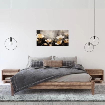 Πίνακας σε καμβά "Gold Flowers" Megapap ψηφιακής εκτύπωσης 80x40x3εκ. Πίνακας σε καμβά "Gold Flowers" Megapap ψηφιακής εκτύπωσης 80x40x3εκ.