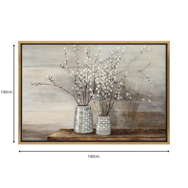 Πίνακας σε καμβά "Willow Flowers" Megapap ψηφιακής εκτύπωσης με κορνίζα χρώμα χρυσό 140x100x3εκ. Πίνακας σε καμβά "Willow Flowers" Megapap ψηφιακής εκτύπωσης με κορνίζα χρώμα χρυσό 140x100x3εκ.