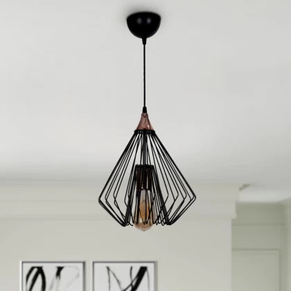 Φωτιστικό οροφής Verder Megapap E27 μεταλλικό μονόφωτο χρώμα μαύρο Ø25x70εκ.