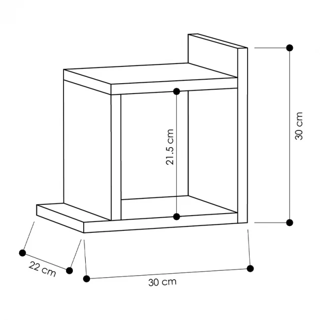 Ραφιέρα τοίχου Box Megapap χρώμα φυσικό οξιάς 30x22x30εκ.