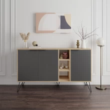 Μπουφές Clara Megapap χρώμα sapphire oak - ανθρακί 142x35,6x83εκ.