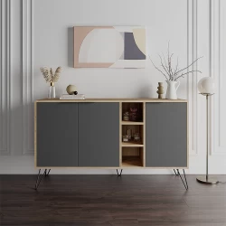 Μπουφές Clara Megapap χρώμα φυσικό οξιάς - ανθρακί 142x35,6x83εκ.