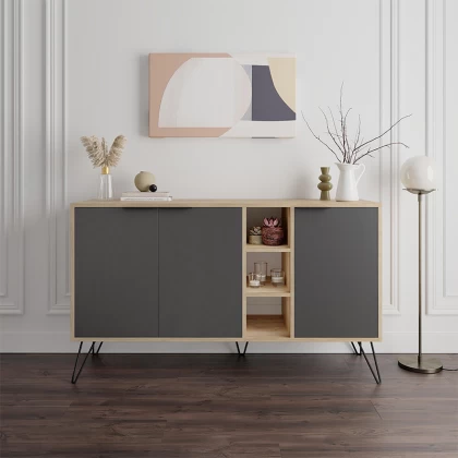 Μπουφές Clara Megapap χρώμα φυσικό οξιάς - ανθρακί 142x35,6x83εκ. Μπουφές Clara Megapap χρώμα φυσικό οξιάς - ανθρακί 142x35,6x83εκ.