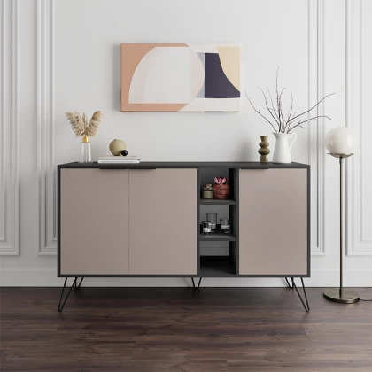 Μπουφές Clara Megapap χρώμα ανθρακί - ανοιχτή μόκα 142x35,6x83εκ. Μπουφές Clara Megapap χρώμα ανθρακί - ανοιχτή μόκα 142x35,6x83εκ.