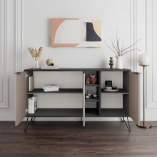 Μπουφές Clara Megapap χρώμα ανθρακί - ανοιχτή μόκα 142x35,6x83εκ.