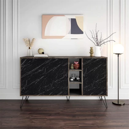 Μπουφές Clara Megapap χρώμα dark coffee - μαύρο εφέ μαρμάρου 142x35,6x83εκ. Μπουφές Clara Megapap χρώμα dark coffee - μαύρο εφέ μαρμάρου 142x35,6x83εκ.