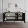 Μπουφές Clara Megapap χρώμα dark coffee - μαύρο εφέ μαρμάρου 142x35,6x83εκ.