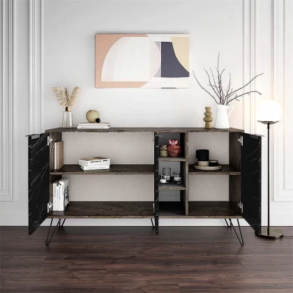 Μπουφές Clara Megapap χρώμα dark coffee - μαύρο εφέ μαρμάρου 142x35,6x83εκ. Μπουφές Clara Megapap χρώμα dark coffee - μαύρο εφέ μαρμάρου 142x35,6x83εκ.