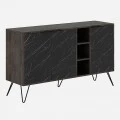 Μπουφές Clara Megapap χρώμα dark coffee - μαύρο εφέ μαρμάρου 142x35,6x83εκ.
