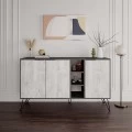Μπουφές Clara Megapap χρώμα γκρι ρετρό - λευκό αντικέ 142x35,6x83εκ.