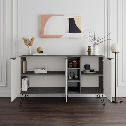 Μπουφές Clara Megapap χρώμα γκρι ρετρό - λευκό αντικέ 142x35,6x83εκ. Μπουφές Clara Megapap χρώμα γκρι ρετρό - λευκό αντικέ 142x35,6x83εκ.