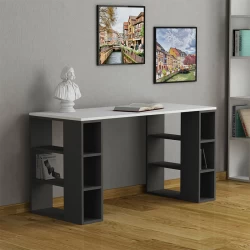 Γραφείο εργασίας Colmar Megapap χρώμα ανθρακί - λευκό 140x60x75εκ