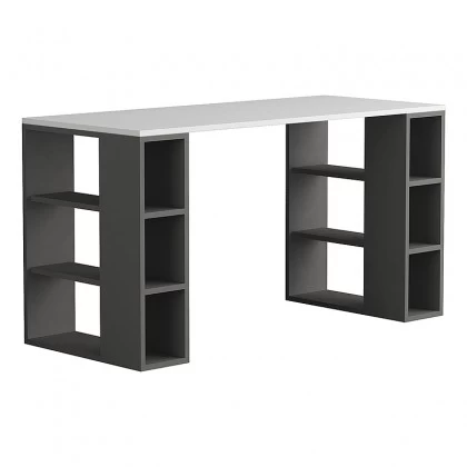 Γραφείο εργασίας Colmar Megapap χρώμα ανθρακί - λευκό 140x60x75εκ Γραφείο εργασίας Colmar Megapap χρώμα ανθρακί - λευκό 140x60x75εκ