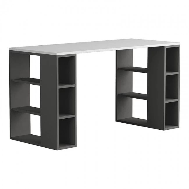 Γραφείο εργασίας Colmar Megapap χρώμα ανθρακί - λευκό 140x60x75εκ