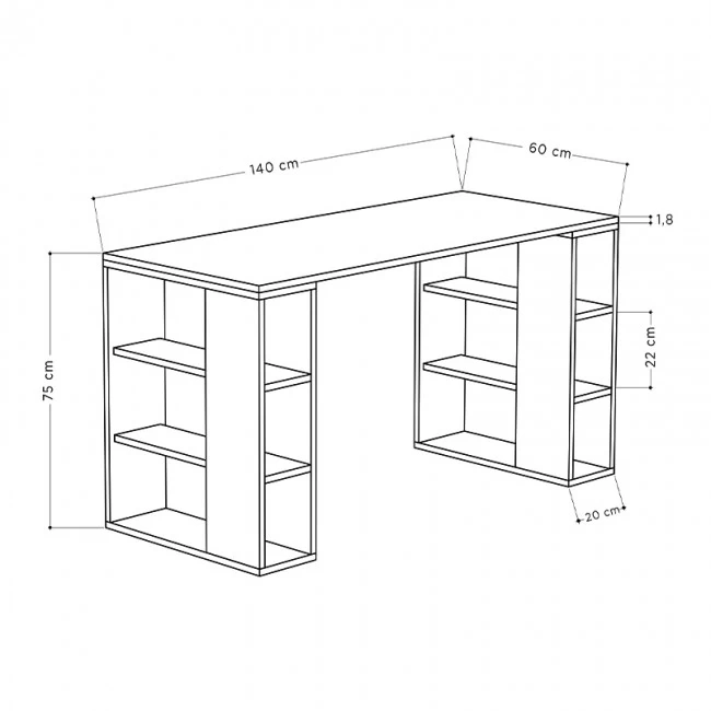 Γραφείο εργασίας Colmar Megapap χρώμα λευκό 140x60x75εκ
