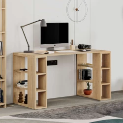 Γραφείο εργασίας Colmar Megapap χρώμα sapphire oak 140x60x75εκ