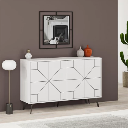 Μπουφές Dune Megapap χρώμα λευκό αντικέ 123x35x77,4εκ. Μπουφές Dune Megapap χρώμα λευκό αντικέ 123x35x77,4εκ.