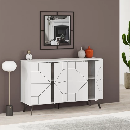 Μπουφές Dune Megapap χρώμα λευκό αντικέ 123x35x77,4εκ. Μπουφές Dune Megapap χρώμα λευκό αντικέ 123x35x77,4εκ.