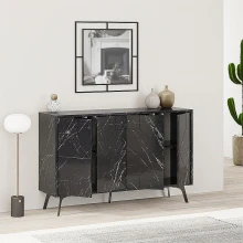 Μπουφές Dune Megapap χρώμα μαύρο εφέ μαρμάρου 123x35x77,4εκ.