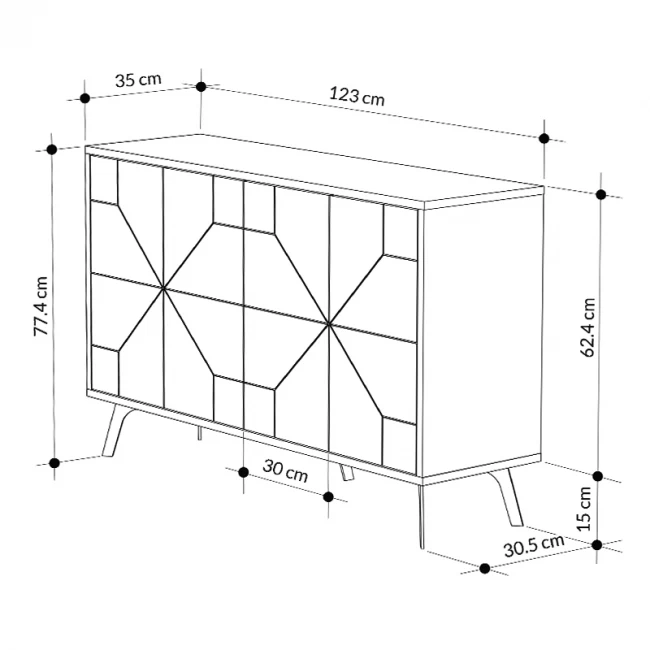 Μπουφές Dune Megapap χρώμα ανοιχτή μόκα 123x35x77,4εκ.