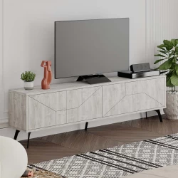 Έπιπλο τηλεόρασης Dune Megapap χρώμα λευκό αντικέ 180x29,6x50εκ.