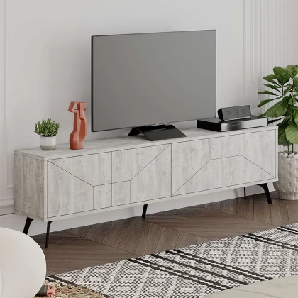 Έπιπλο τηλεόρασης Dune Megapap χρώμα λευκό αντικέ 180x29,6x50εκ. Έπιπλο τηλεόρασης Dune Megapap χρώμα λευκό αντικέ 180x29,6x50εκ.