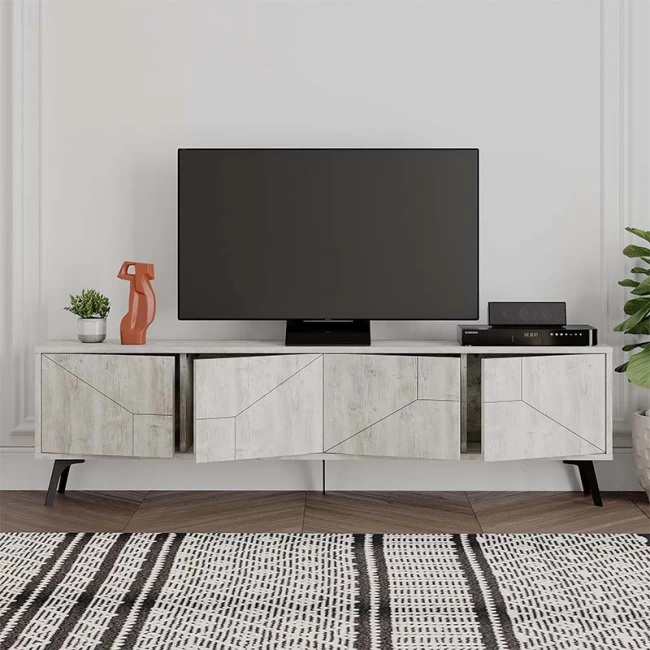 Έπιπλο τηλεόρασης Dune Megapap χρώμα λευκό αντικέ 180x29,6x50εκ.